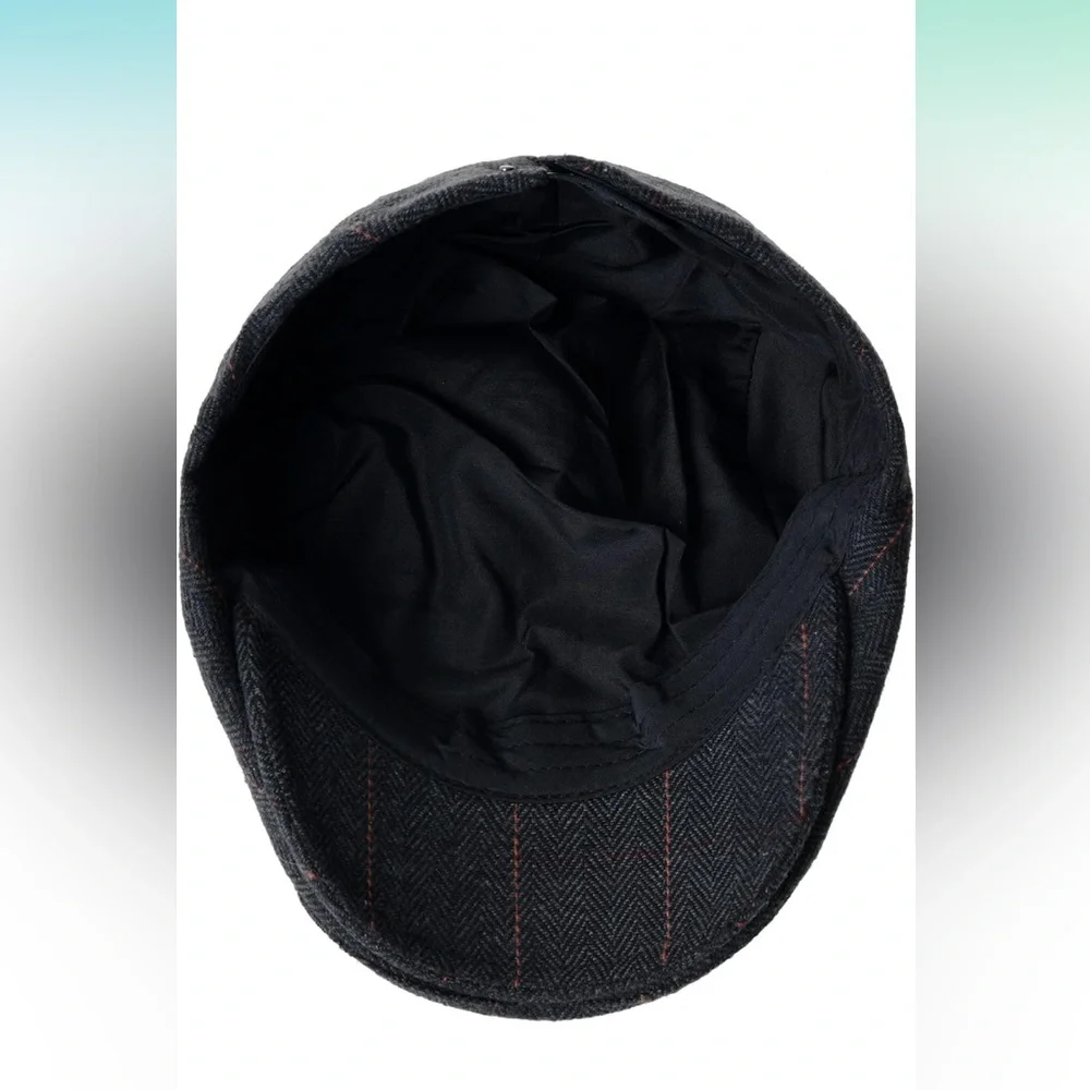 Wool Blend Flat Cap Classic Herringbone Ivy Gatsby Hat - Picture 4 of 9